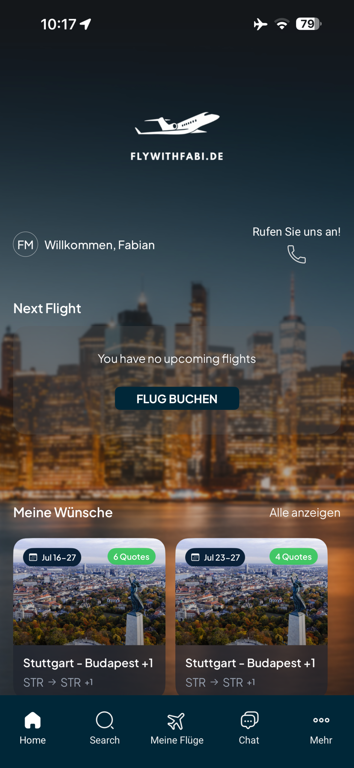 The Private Jet App – Screenshot